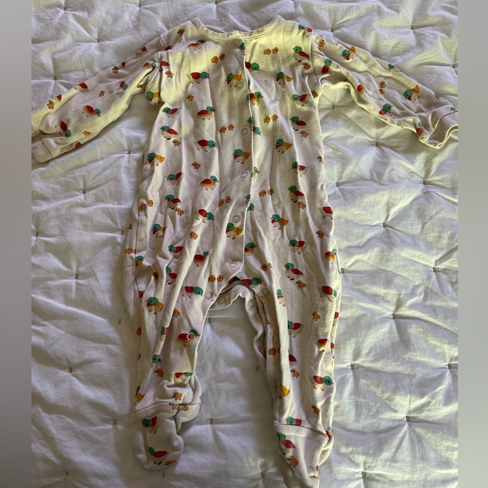 Little Green Radicals footie sleeper duck pattern